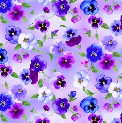 Timeless Treasure Pansy Perfection Pansy Bouquet Cotton Quilt Fabric by the Yard - Image 1 of 4