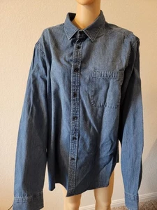 Camicia standard Goodfellow & Co a maniche lunghe abbottonate con immagine della tasca blu - Foto 1 di 6
