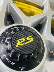 Porsche Carbon Fibre Effect Centre Lock Covers Centre Caps RS/GT3/GTS/Turbo/3RS - Picture 1 of 17