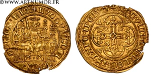 Comté de Flandres - Louis de Male, Quart de chaise d'or - Foto 1 di 1
