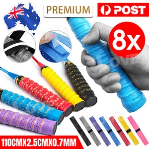 8x Anti-slip Racket Grip Tape Badminton Tennis Over Squash Racquet Rod Sweatband - Picture 1 of 11