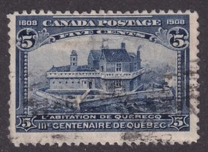 MATT'S STAMPS SCOTT CANADA #99, 5-CENT 1908 QUEBEC TERCENTENARY ISSUE USED CV$70 - Picture 1 of 3