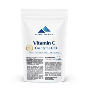 VITAMIN C + Q10 CONEZYME TABLETTEN 1000 mg BESTE ANTIOXIDANTIEN, IMMUNITÄT, HERZ - Bild 1 von 11
