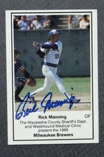 Milwaukee Brewers Star Rick Manning signed autograph 1986 Waukesha Police card--