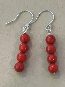 Red Sea Coral Sterling Silver Infinity Hoop Earrings Sundance Treasures Jewelry - Picture 1 of 7