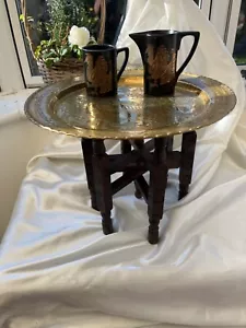 Antique Brass Top Mini folding Coffee Table - Picture 1 of 9