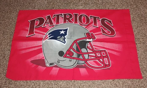Vintage 90s NFL New England Patriots Pillowcase Red Double Sided Made In USA Cover