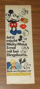 Publicidad rara KREUZER DINGSBUMS sello - Donald Duck Mickey Mouse Goofy 1977 - Imagen 1 de 1