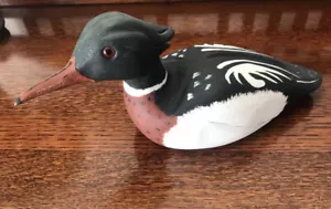 Vintage Hand Carved And Hand Painted Artist Signed Merganser Duck Decoy - Picture 1 of 6