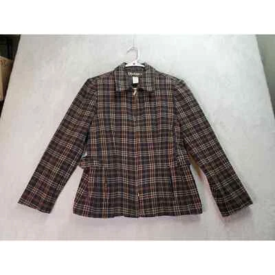 Casablanca Jacket Womens Size 10 Brown Black Plaid Long Sleeve Collared Full Zip - Image 1 of 4