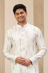 Vestido de pijama tradicional Kurta Payjama de diseñador de bodas para hombre de la India - Imagen 1 de 4