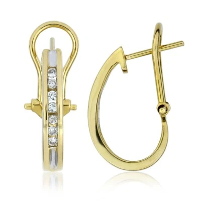 14K Yellow Gold .28ctw Natural Diamond J Hoop Earrings GE-2303 - Image 1 of 4