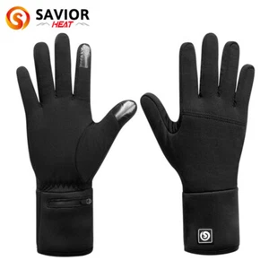 SAVIOR HEAT Woman Mens Winter Heated Gloves Rechargeable Liners Hunting Skiing - Picture 1 of 9