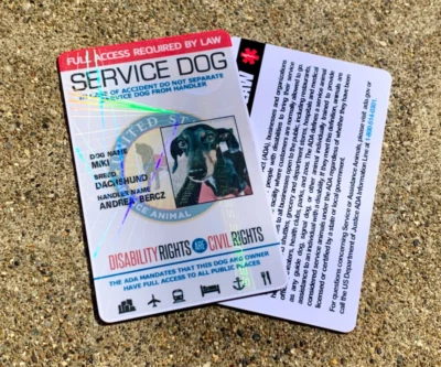 SERVICE DOG ID CARD HOLOGRAPHIC PVC ASSISTANCE ANIMAL ID BADGE TAG FOR VEST  - Image 1 of 4