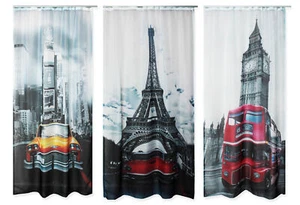 Cortina Voile cinta rizada aprox. 140x245 chal decorativo cortina impresa semitransparente - Imagen 1 de 17