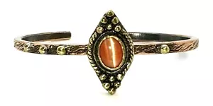 COPPER CUFF BRACELET - Handmade - Hand Carved - Ruby Quartz Stone- Adjust. Size - Picture 1 of 15