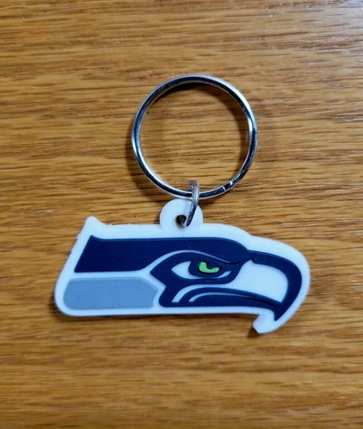 SEATTLE SEAHAWKS Soft PVC Rubber Team Logo NFL Football Key Ring Key Chain Cover