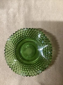 Avocado Green Glass Dish Wavy Glassware Plate Bowl Green Glass 6 Inch - Picture 1 of 4