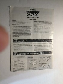 Sega 32X Console System Instruction Manual Vintage 1994