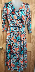 Chaus Kandinsky Fit and Flare Sea Glass Color Midi V- Neck Dress Size Small NWT - Picture 1 of 6
