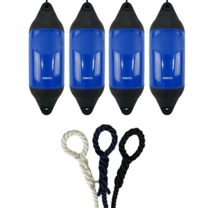 4 x HURRICANE Vortex Boat Fenders: Royal Blue PM05 - FREE SPLICED END 10MM ROPE - Picture 1 of 2
