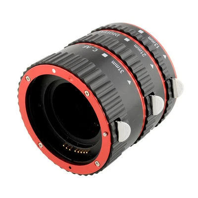 Canon Auto Focus red 3 piece Macro Extension Tube Set for Canon EOS DSLR Lens - Image 1 of 4