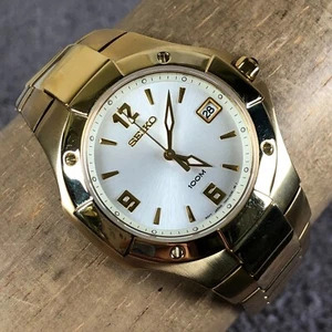 Vintage Seiko Men 7N42-0BL0 Formal Gold Tone 38mm Quartz Analog Watch 8" - Picture 1 of 14