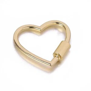 2 pcs Heart Shape Carabiner Clip Metal Open Buckles Clasp Spring Keyring Gold - Picture 1 of 7