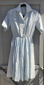 Vtg 40’s 50’s West Guzy fashion chiffon Dress Sailor Collar ruffled skirt blue - Picture 1 of 16