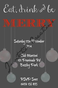 DIY Print Custom Merry Christmas XMAS Baubles Santa Clause Party Invitations - Bild 1 von 1