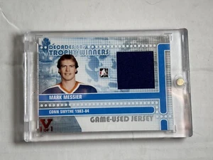 GAME USED 1/1! 2010-11 ITG  TROPHY WINNERS JERSEY # 14 MARK MESSIER Oilers Card - Picture 1 of 2