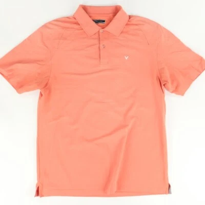 Callaway Knit Stretch Cotton Blend Solid Golf Polo Shirt Orange Men's L - Image 1 of 4