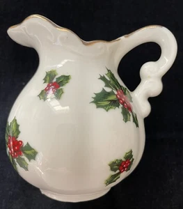 Vintage Lefton Weihnachten Milchkännchen Stechpalme Beeren Krug 4" kein Unterteller - Bild 1 von 4