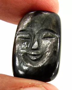 17.80 Ct Natural Hypersthene Loose Gemstone Carved Moon Face Wire Wrap - 64164 - Picture 1 of 6