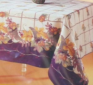 70" Runde Kürbis Gitter Tischdecke Herbst Thanksgiving Braun Orange Neu - Bild 1 von 4