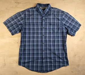 GH Bass Fishing Shirt Mens Size Large Blue Plaid Breathable Short Sleeve Outdoor - Picture 1 of 16