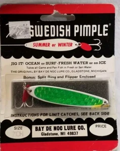 Vintage Fishing Fish Lure "The Swedish Pimple" Size 7CH Bay De Noc Lure Co. USA - Picture 1 of 7