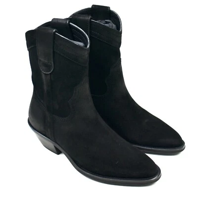 NUEVO CON ETIQUETAS $1,195 Saint Laurent YSL Negro Gamuza Eastwood 45 Botas Occidentales 36 AUTÉNTICAS Foto 1 de 4