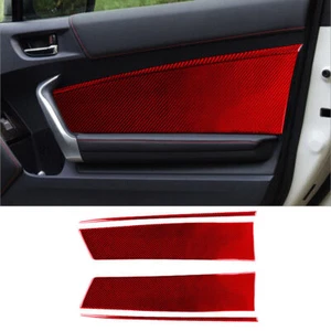 4Pcs For Toyota 86 Subaru BRZ Red Carbon Fiber Interior Door Panel Cover Trim - Picture 1 of 12