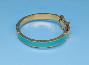 MICHAEL KORS Turquoise Gold Tone Belt Buckle Hinged Bangle Bracelet Gift for Her - Picture 1 of 7