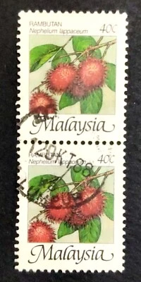 Malaysia 1986 Malaysian Fruits 40c Block of 2 - 2v Used #2 - Image 1 of 2