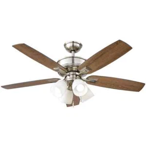 Hampton Bay 52 in. Brushed Nickel LED Ceiling Fan w/ Downrod & Reversible Blades - Picture 1 of 12