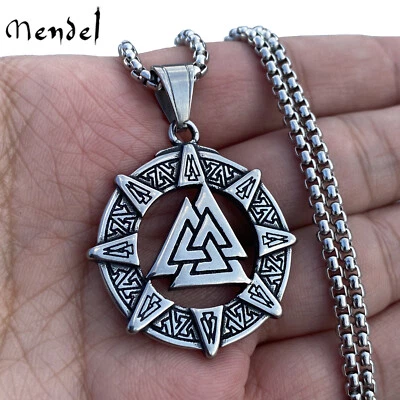 Collar Colgante MENDEL Acero Inoxidable Para Hombres Vikingo Nórdico Eslavo Pagano Valknut Foto 1 de 4