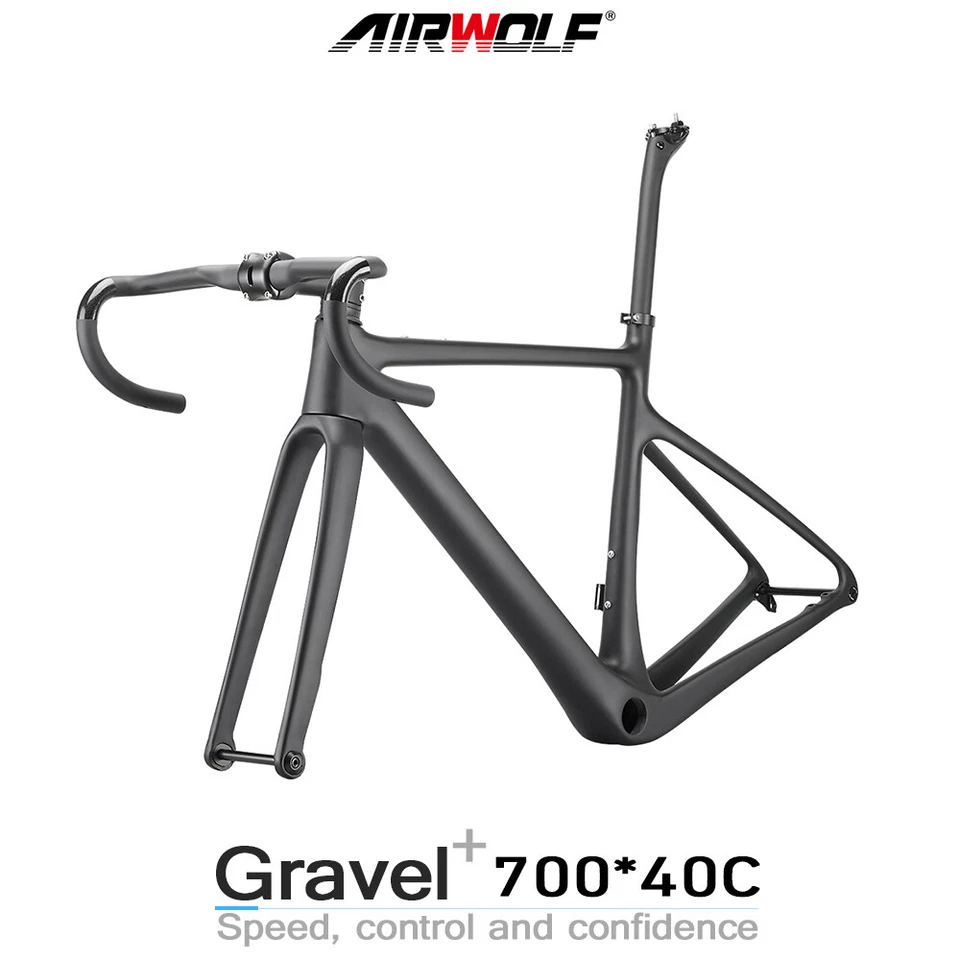 AIRWOLF R068 Carbon Gravel Rahmen 700*40c Rennrad Ausdauer Cyclocrossrad Fahrrad - Bild 1 von 4