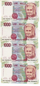 Lotto BANCONOTA 1000 LIRE MONTESSORI 3 OTTOBRE 1990 Numeri Consecutivi - Bild 1 von 2