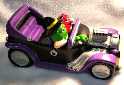 M&M Halloween Púrpura Cerámica Coleccionista RIP Roadster Vintage 2003 Verde y Rojo Foto 1 de 4