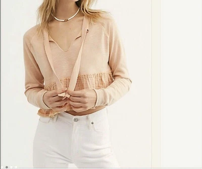 Free People Sweet Jane Pullover Top Sweatshirt Long Sleeve Peplum XS NEW 276440 - Image 1 of 4
