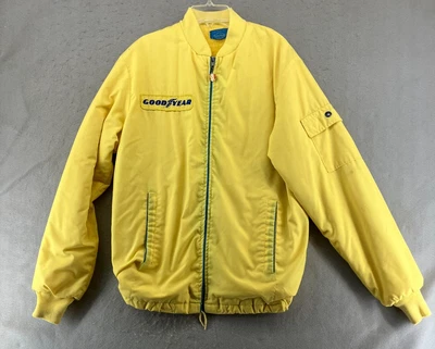 Chaqueta de carreras Goodyear amarilla vintage adulto pequeña años 70 Foto 1 de 4