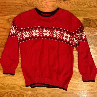 OshKosh Bigosh Vintage Knit Sweater Red Snowflake Fair Isle Kids Size 6 EUC - Image 1 of 4