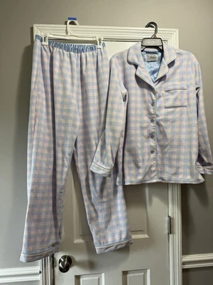 Aria Gingham 抓绒睡衣女式 M 码 — 第 1/4 张图片